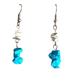 Indio Jewelry Blue & White Howlite Stone .925 Sterling Earrings #350